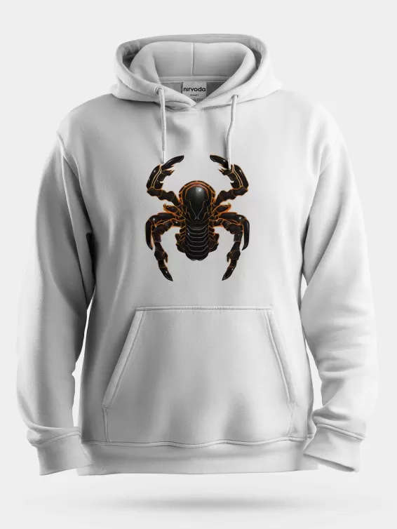 Akrep Unisex Kapüşonlu Sweatshirt - Beyaz