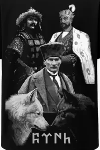 Oversize Türk Hükümdarlar Atatürk Timur Metehan Baskılı Tişört - Büyük Baskı - Geniş Kesim - Siyah