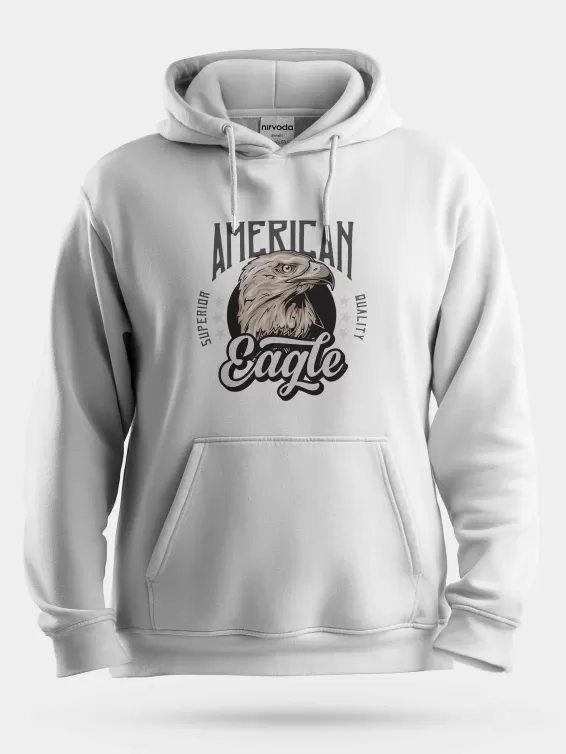 American Eagle Kartal Unisex Kapüşonlu Sweatshirt - Beyaz