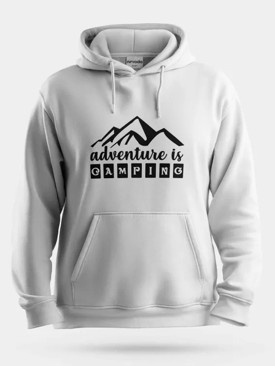 Adventure Camping Dağ Unisex Kapüşonlu Sweatshirt - Beyaz