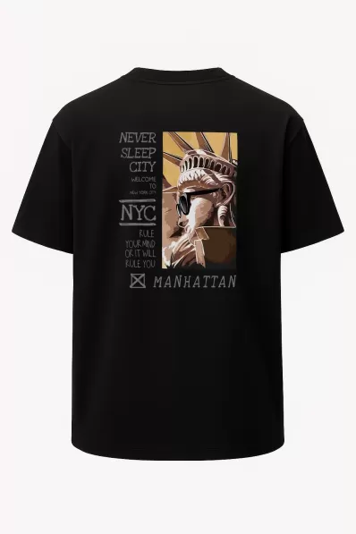 Oversize NYC Manhattan Amerika Baskılı Unisex Tişört