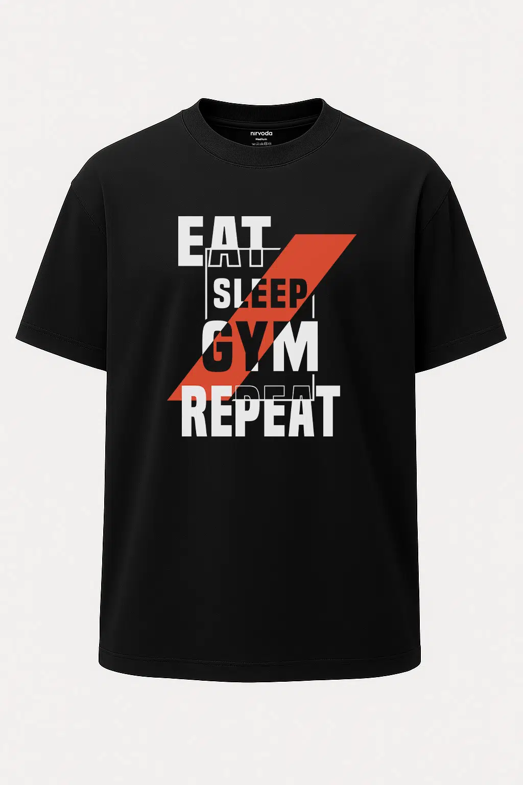 Oversize Eat Sleep GYM Fitness Unisex Baskılı Tişört
