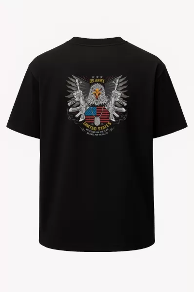 Oversize US Army American Kartal Baskılı Unisex Tişört