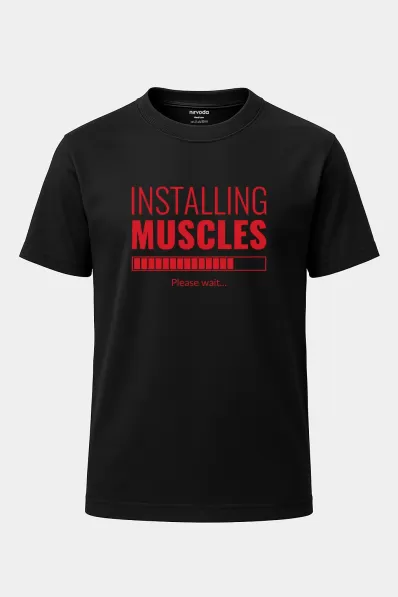 Kas Yükleniyor Fitness Body Baskılı Loose Fit Bisiklet Yaka Unisex Tişört