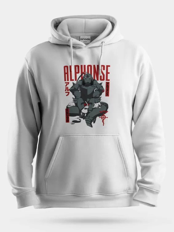 Alphonse Elric Fullmetal Alchemist Unisex Kapüşonlu Sweatshirt - Beyaz