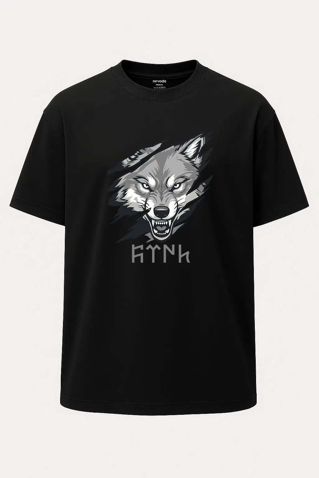 Oversize Yırtıcı Bozkurt Göktürkçe Türk Baskılı Unisex Geniş Kesim Tişört