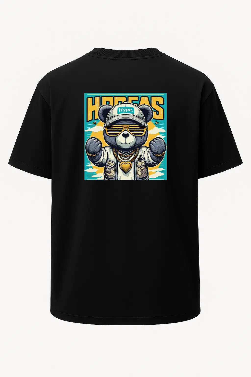 Oversize Hype Sevimli Tarz Ayı Baskılı Unisex Tişört