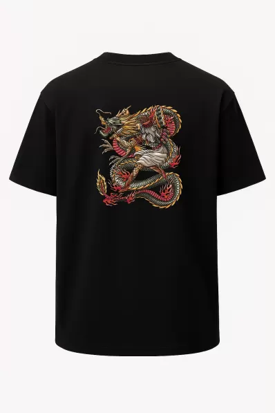 Oversize Dragon Conqueror Ejderha Baskılı Unisex Tişört