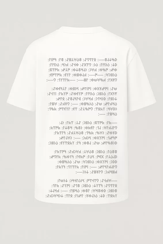 Oversize Orhun Yazıtları Bilge Kağan - Göktürkçe Türk Yazılı Baskılı Tişört - Büyük Baskı - Geniş Kesim - Beyaz