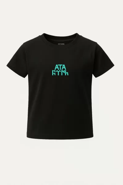 Çocuk Tişört Ata Göktürkçe Türk Atatürk Yazılı Baskılı Çocuk Tshirt