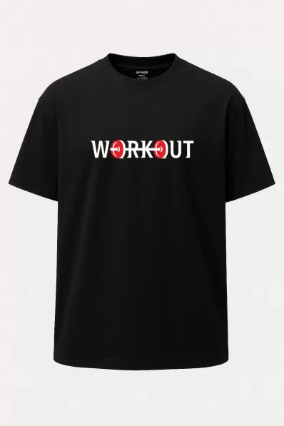 Oversize Workout Fitness GYM Unisex Baskılı Tişört