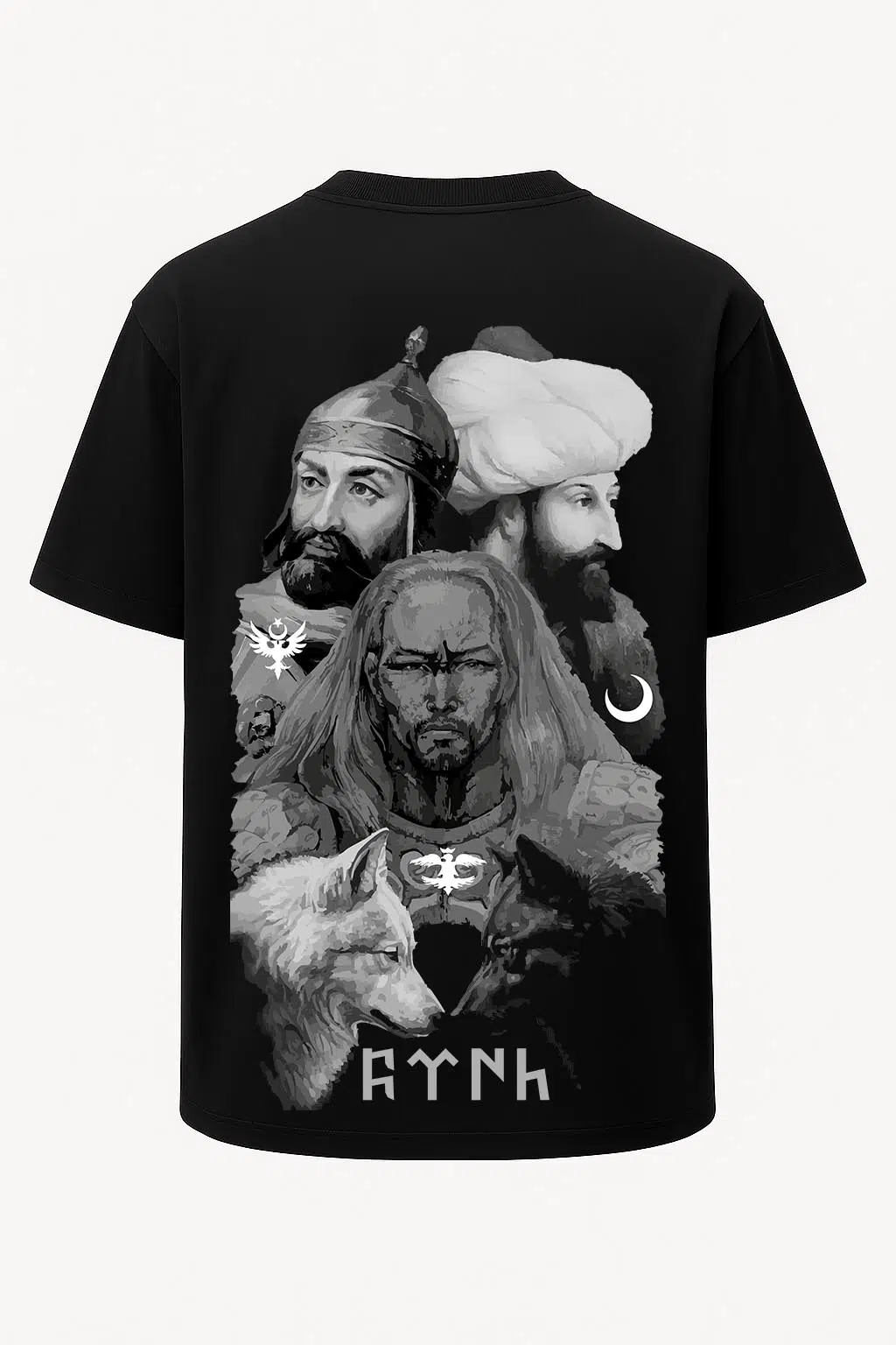 Oversize Türk Hükümdarlar 2 - Attila Alparslan ve Fatih Baskılı Tişört - Büyük Baskı - Geniş Kesim