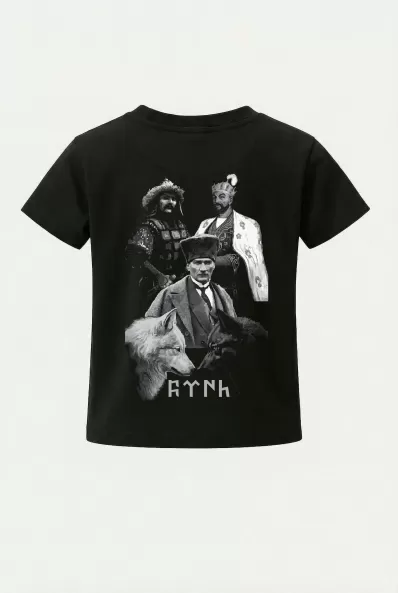 Çocuk Tişört Türk Hükümdarlar Atatürk Timur Metehan Sırt Baskılı Çocuk Tshirt