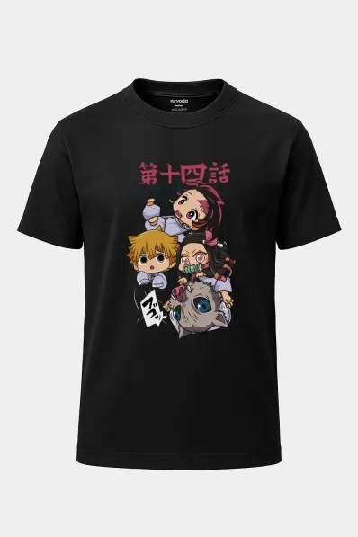 Tanjiro Nezuko Inosuke Zenitsu Baskılı Unisex Demon Slayer Anime Tişört