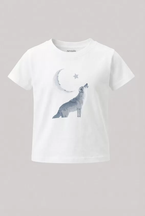 Çocuk Tişört Bozkurt Ay Yıldız Türk Baskılı Çocuk Tshirt - Beyaz