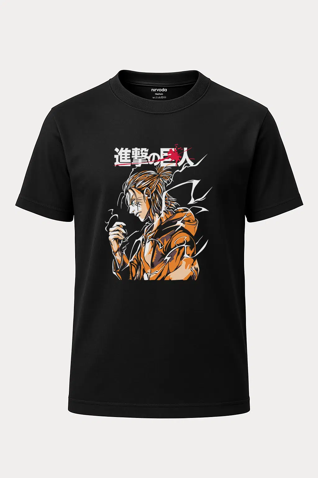 Eren Yeager Cool Attack on Titan Baskılı Unisex Siyah Anime Tişört