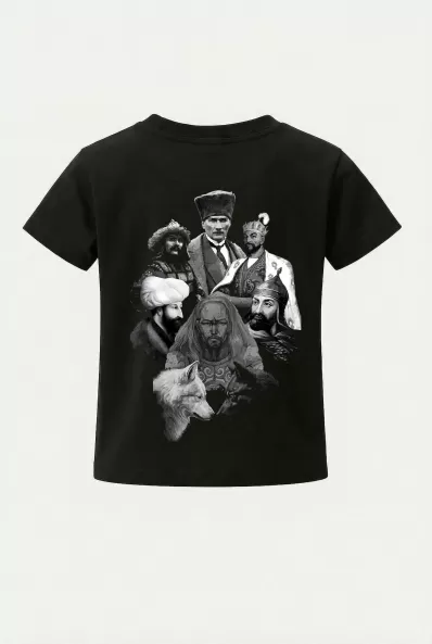 Çocuk Tişört Türk Hükümdar - Türkün Liderleri Sırt Baskılı Çocuk Tshirt